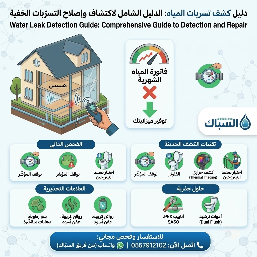 حل اسباب ارتفاع فاتورة المياه الدليل الشامل لاكتشاف وإصلاح التسربات الخفية
