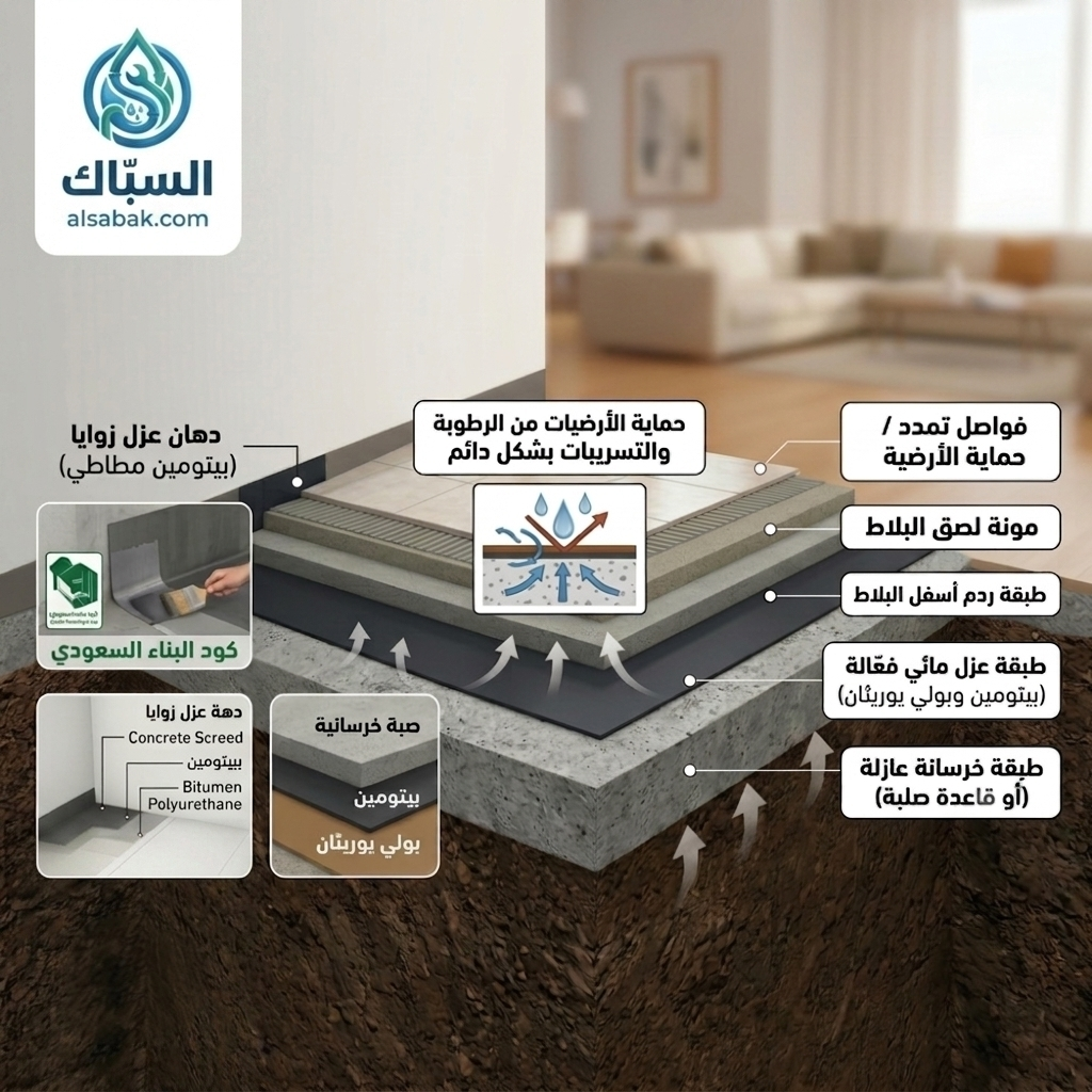 عزل الأرضيات الحماية الكاملة من الرطوبة والتسريبات السبّاك