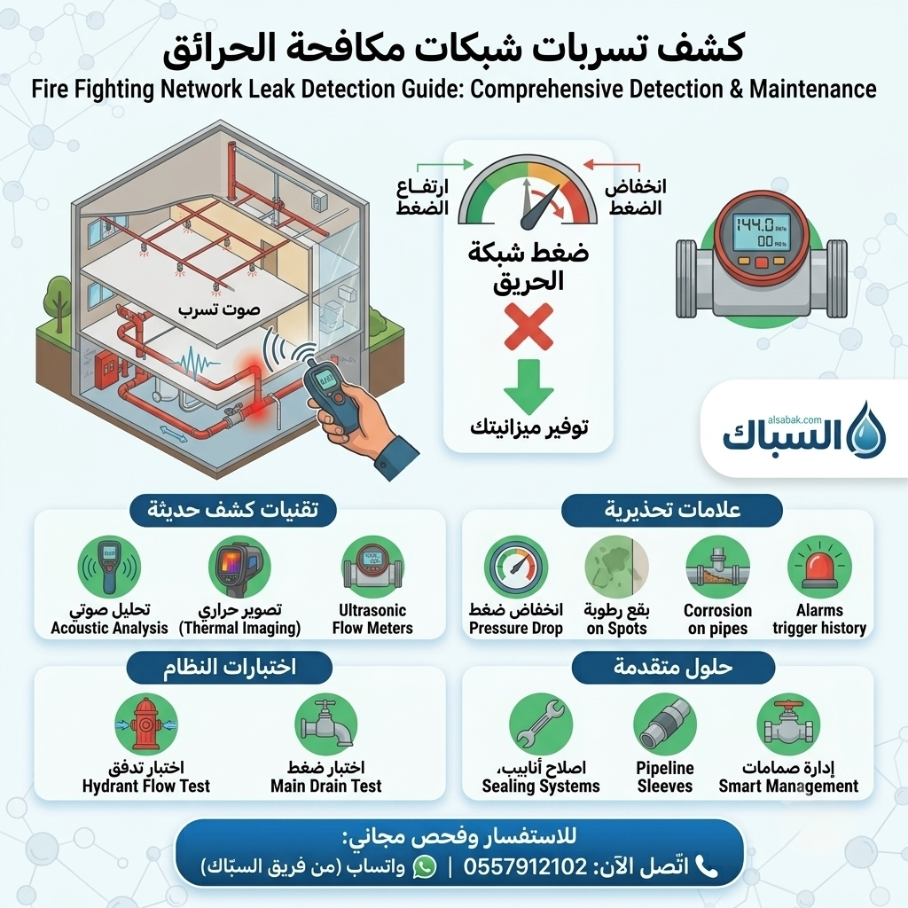 كشف تسربات شبكات مكافحة الحرائق